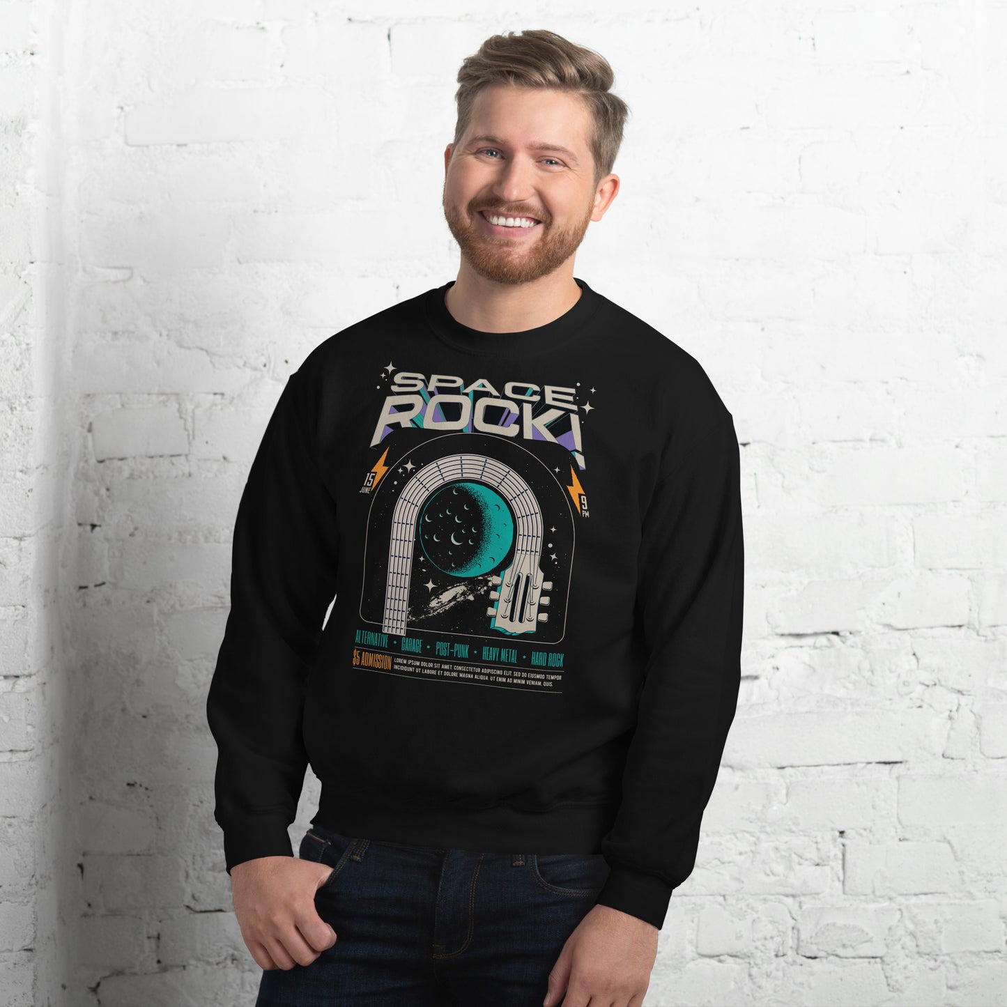 Space Rock - Heren Sweatshirt (Print voor)