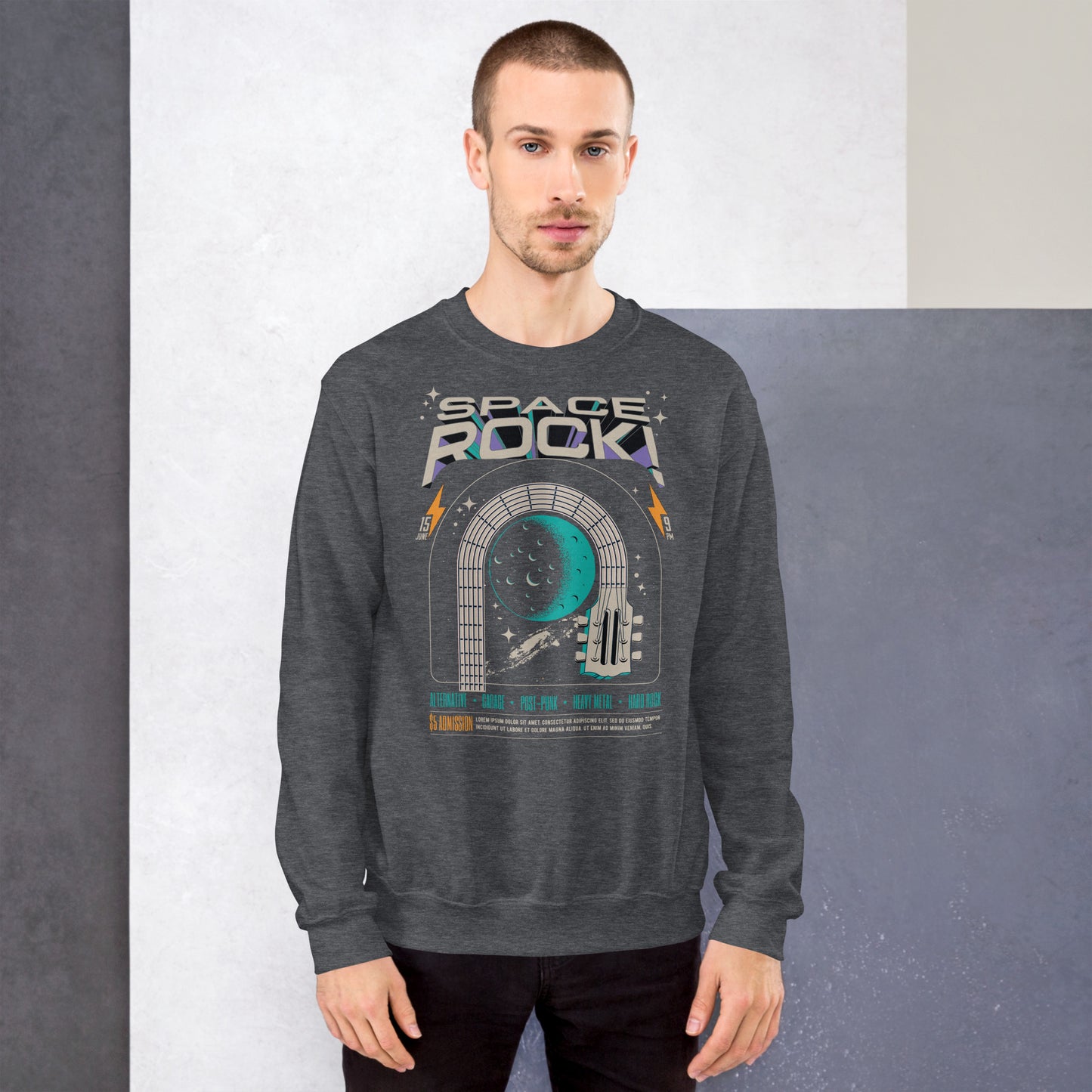 Space Rock - Heren Sweatshirt (Print voor)