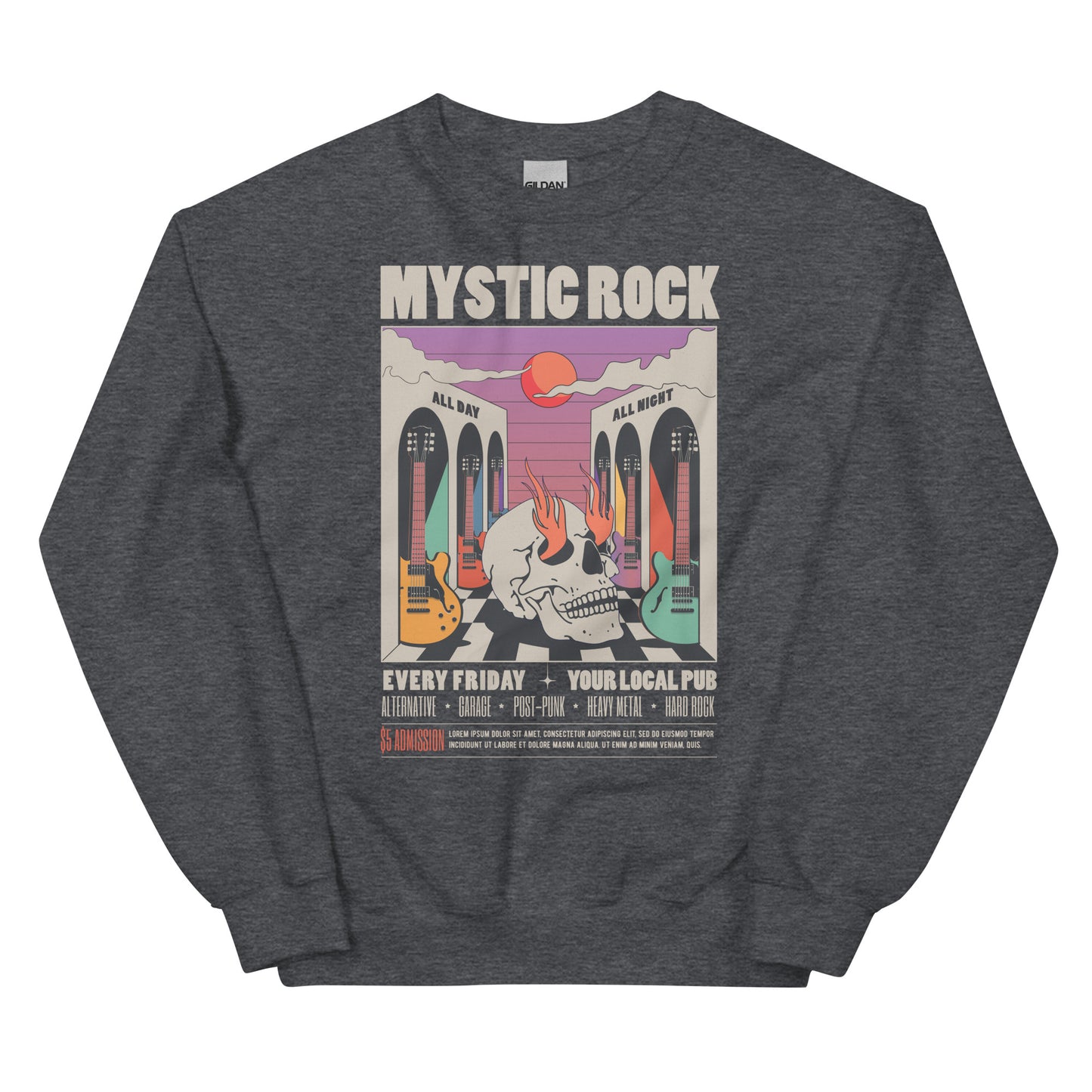 Mystic Rock - Heren Sweatshirt Donker (Print voor)