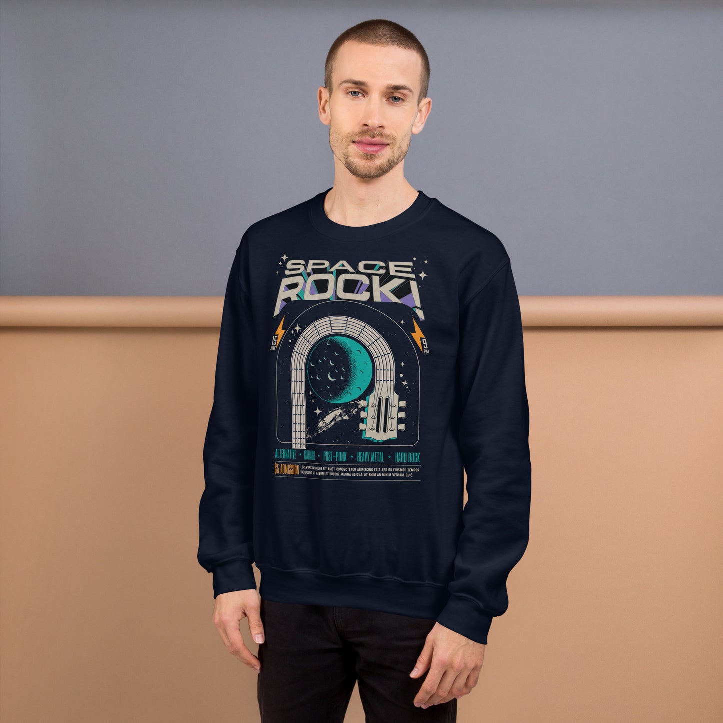 Space Rock - Heren Sweatshirt (Print voor)