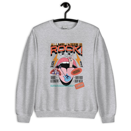 All you need is rock - Heren sweatshirt (Donker print)