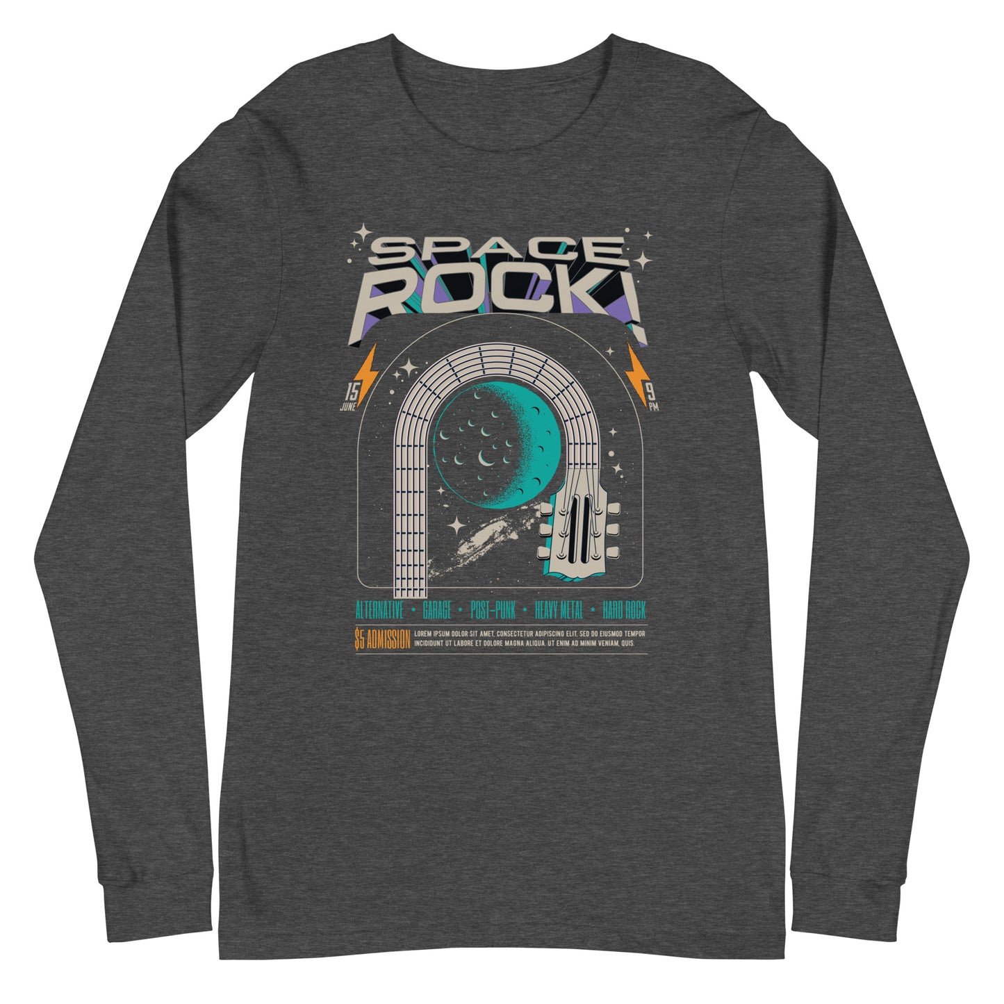 Space Rock - Heren Long Sleeve T-Shirt (Print voor)