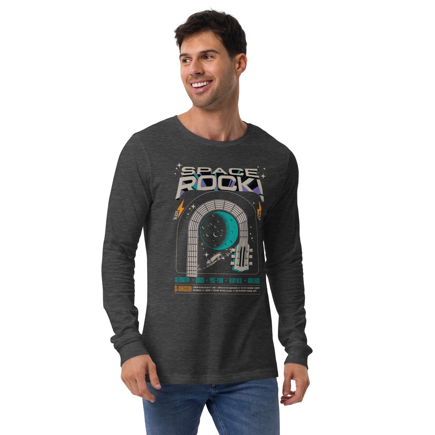 Space Rock - Heren Long Sleeve T-Shirt (Print voor)
