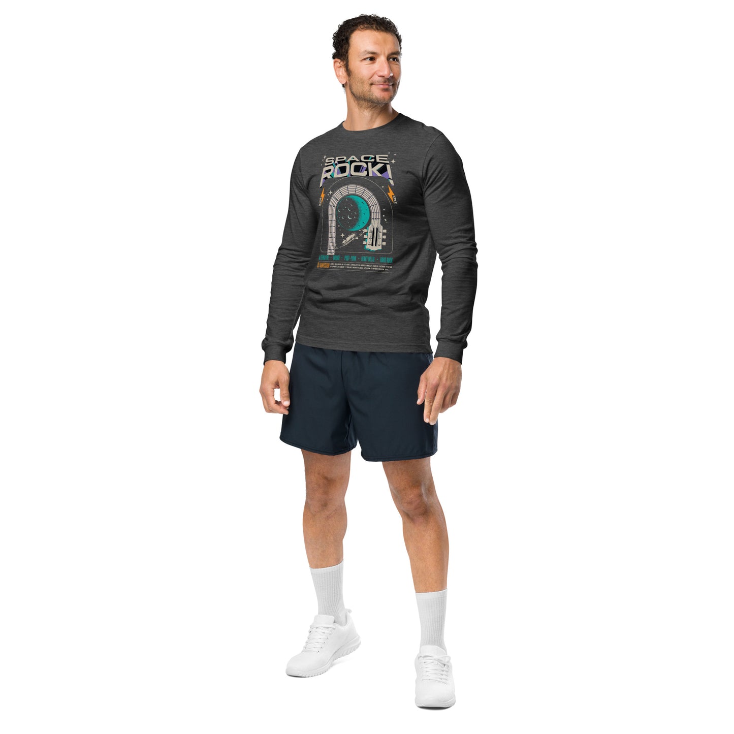 Space Rock - Heren Long Sleeve T-Shirt (Print voor)