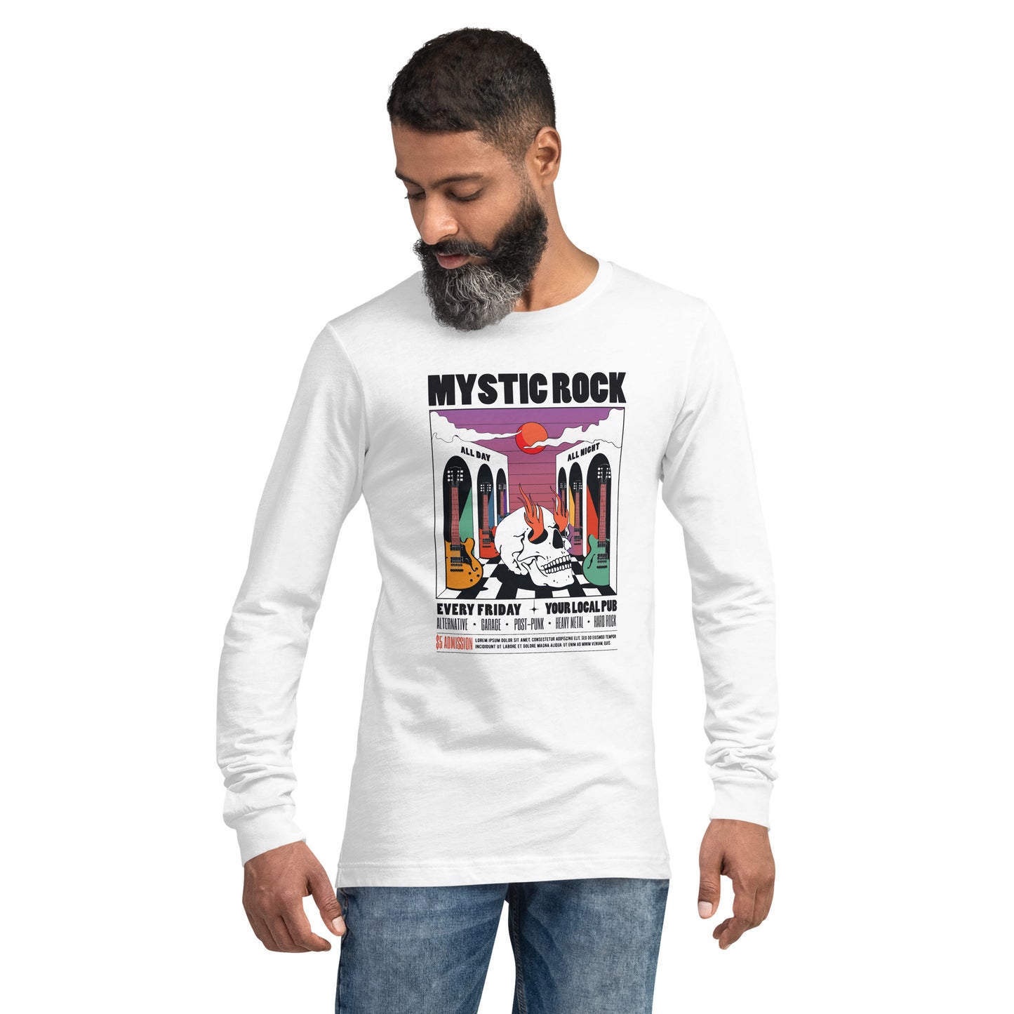 Mystic Rock - Heren Long Sleeve T-Shirt (Print voor)