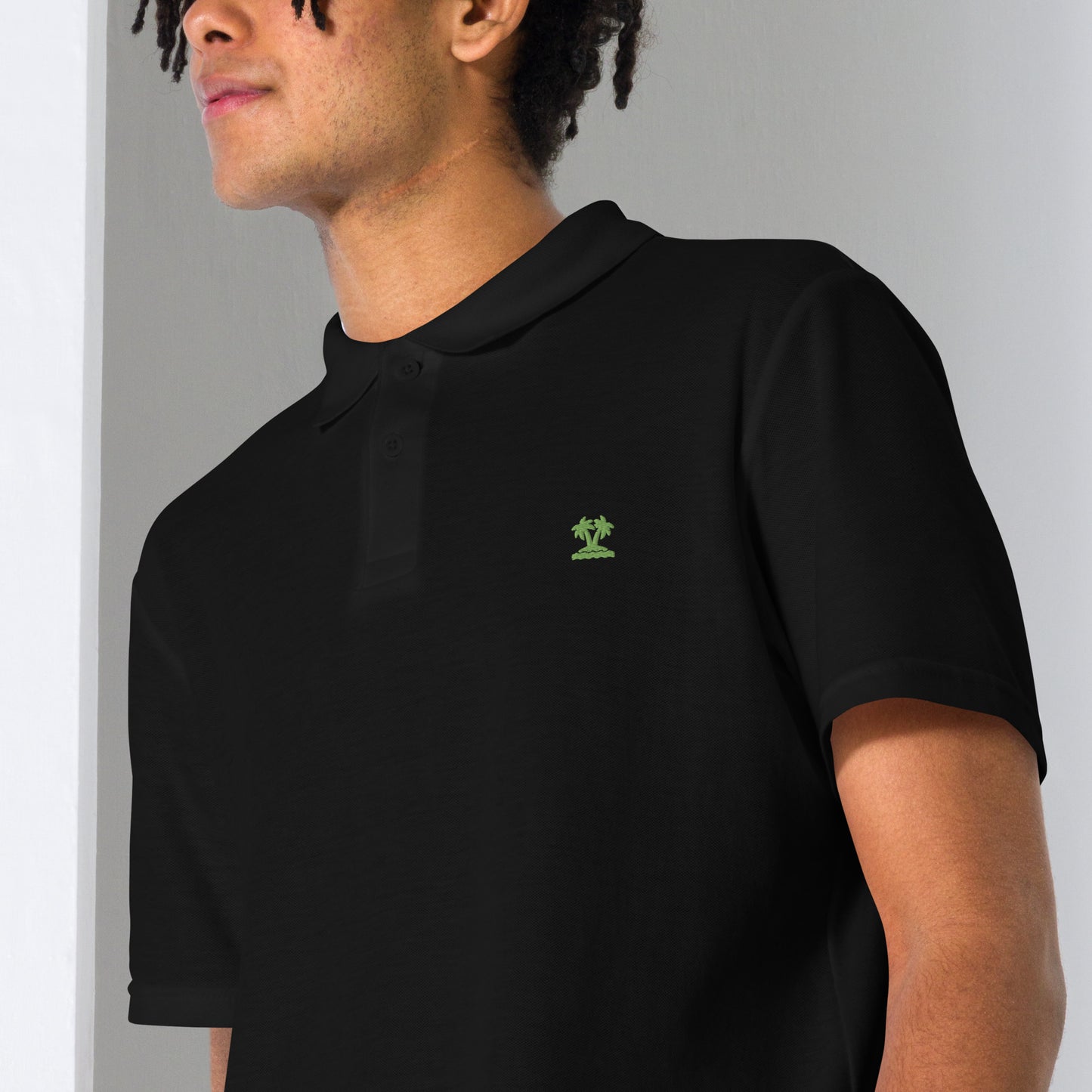 Palm Tree Island - Heren Polo (Geborduurd voor)