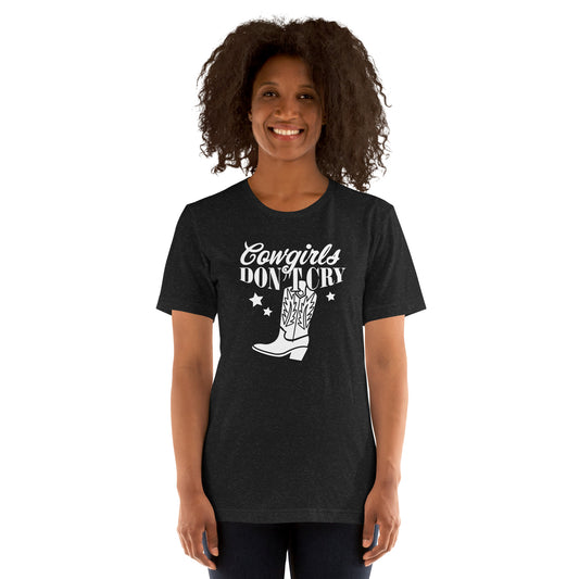 Cowgirls don't cry - Dames T-shirt donker (Print voor)