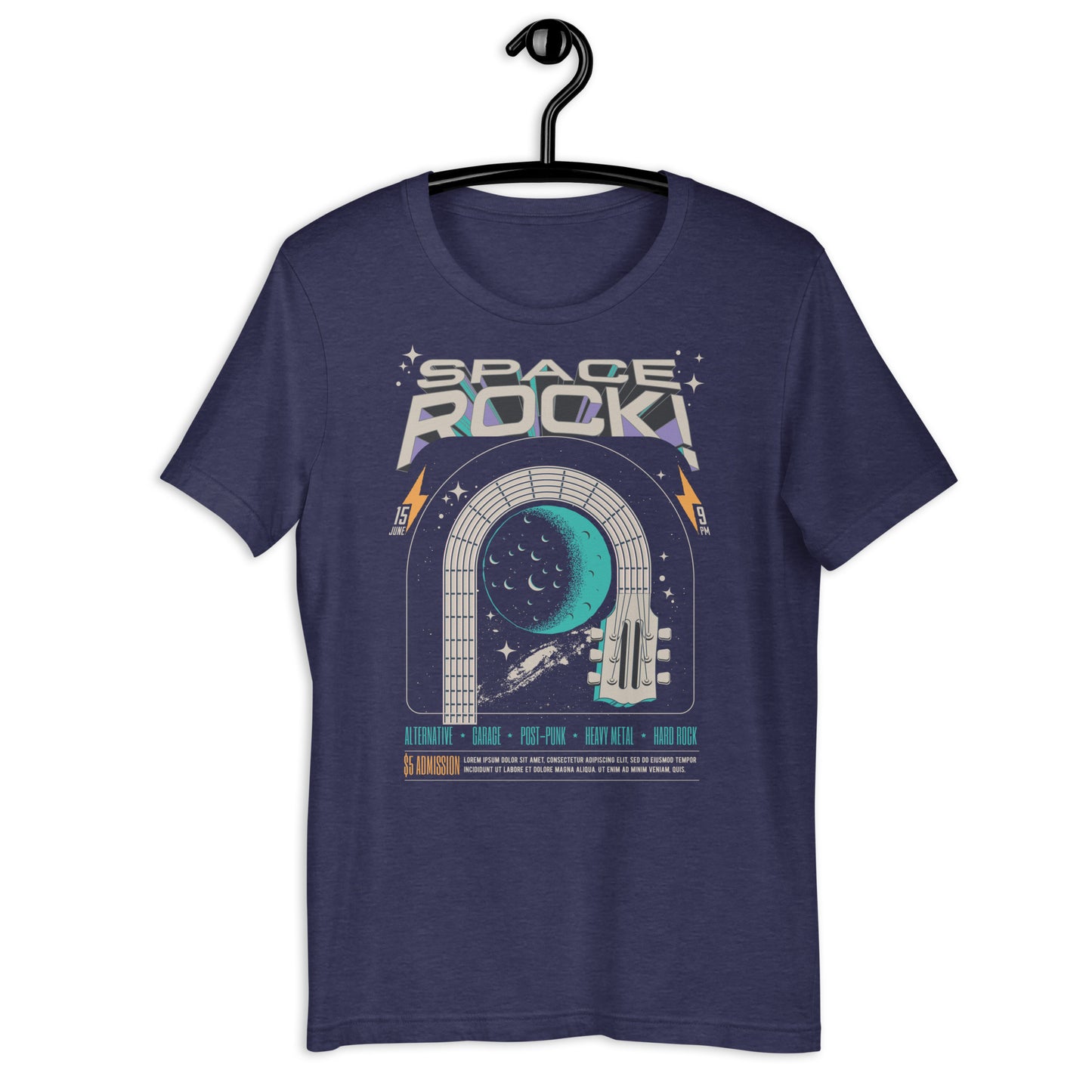 Space Rock - Heren T-Shirt Donker (Print voor)