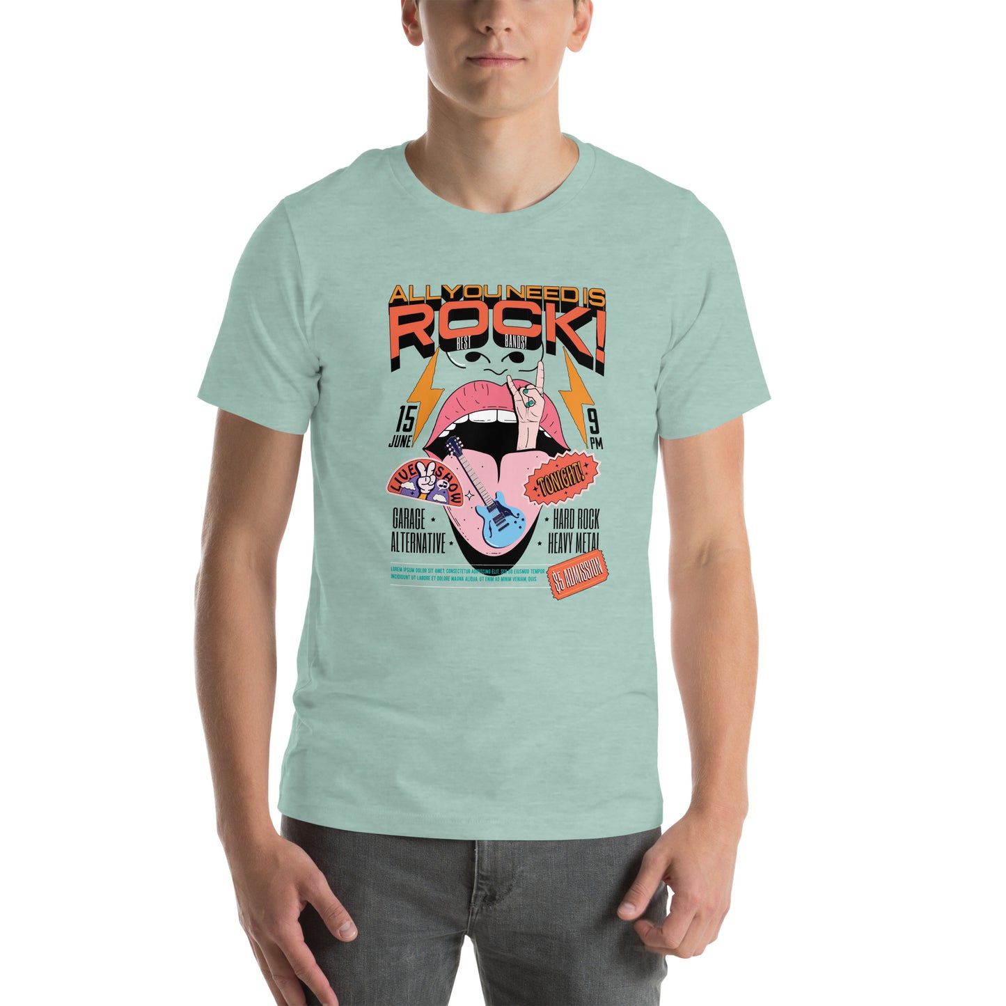 All You Need is Rock - Heren T-Shirt (Print voor)