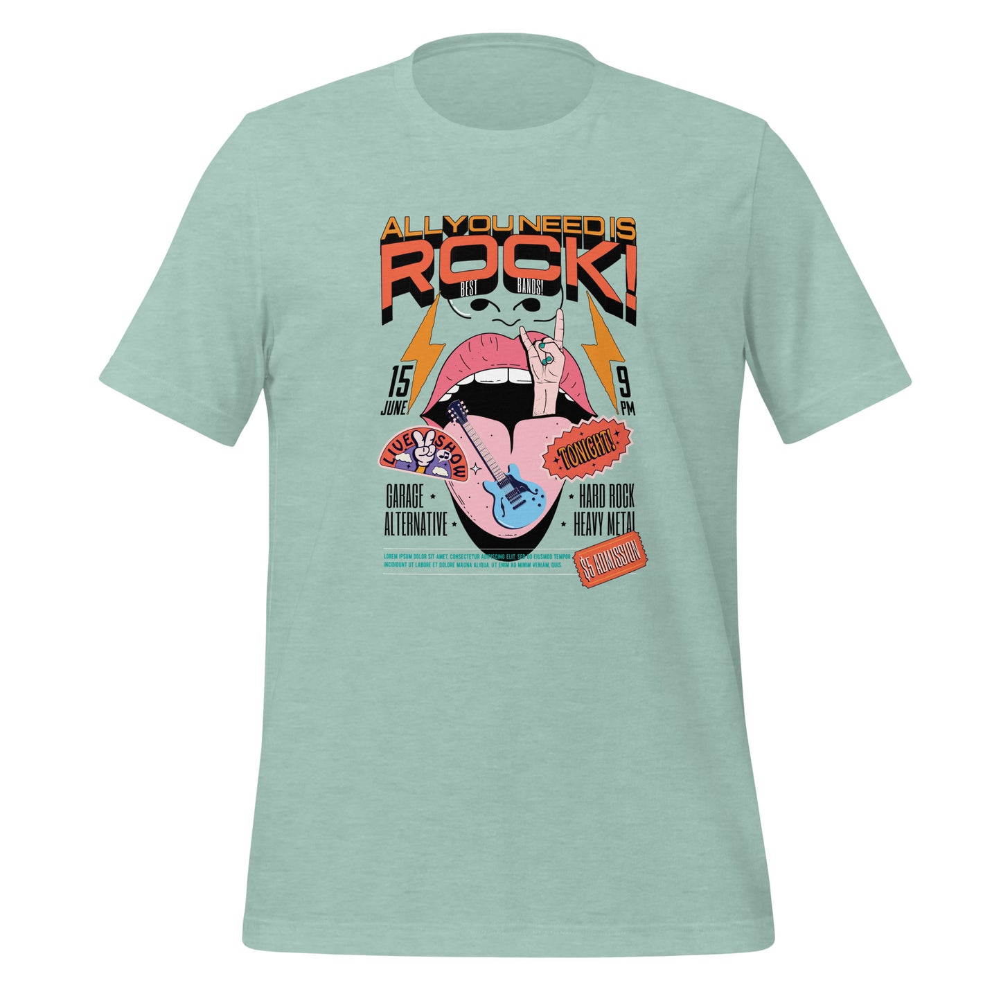 All You Need is Rock - Heren T-Shirt (Print voor)