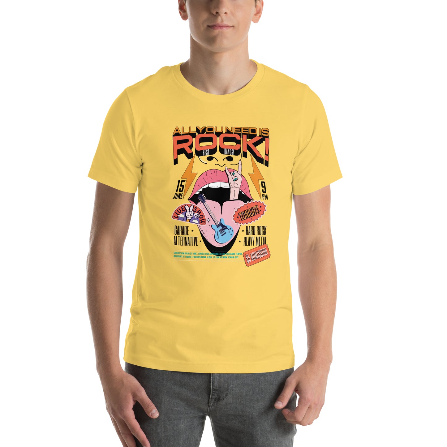 All You Need is Rock - Heren T-Shirt (Print voor)