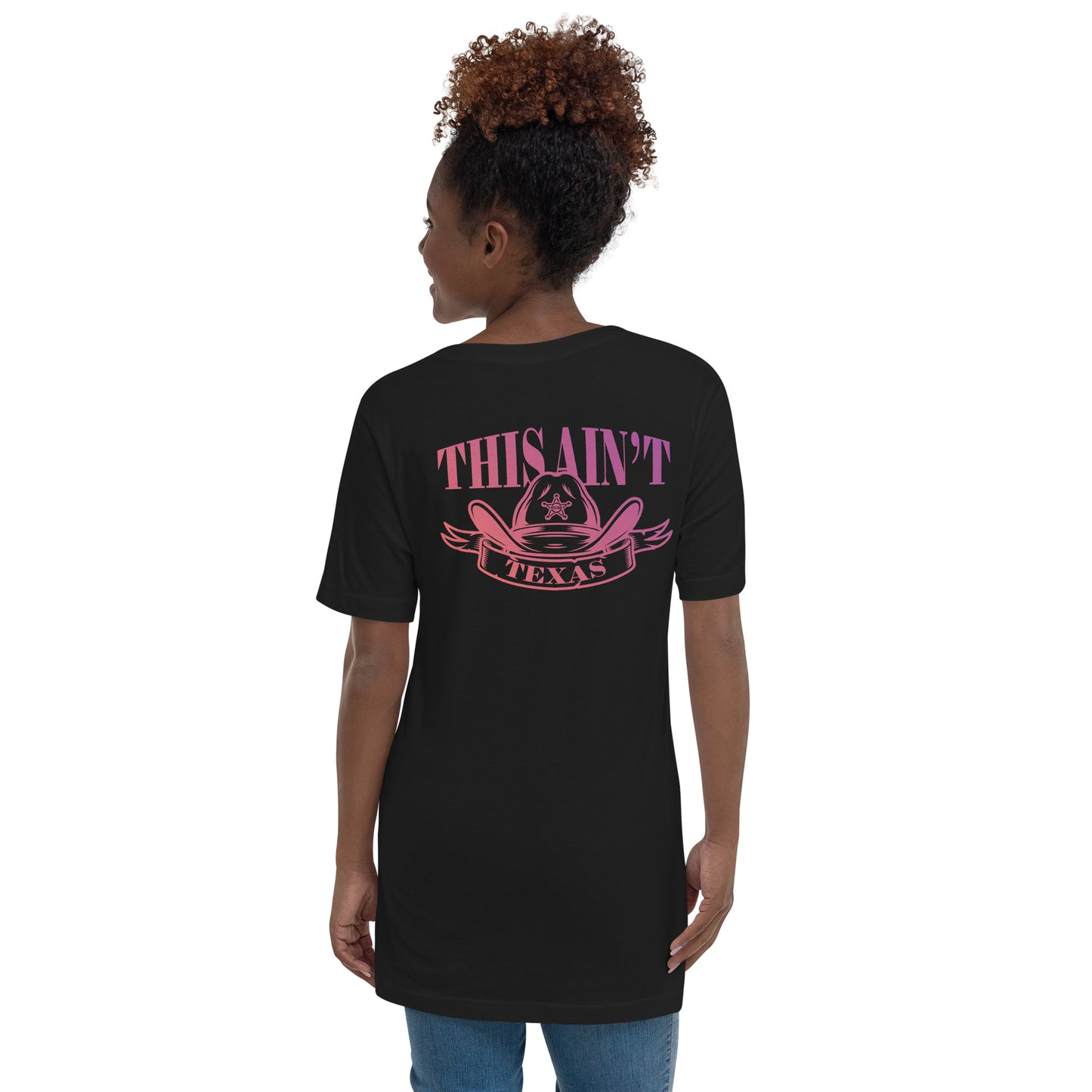 This ain't Texas - Dames V-neck T-shirt Kleur (Print achter)