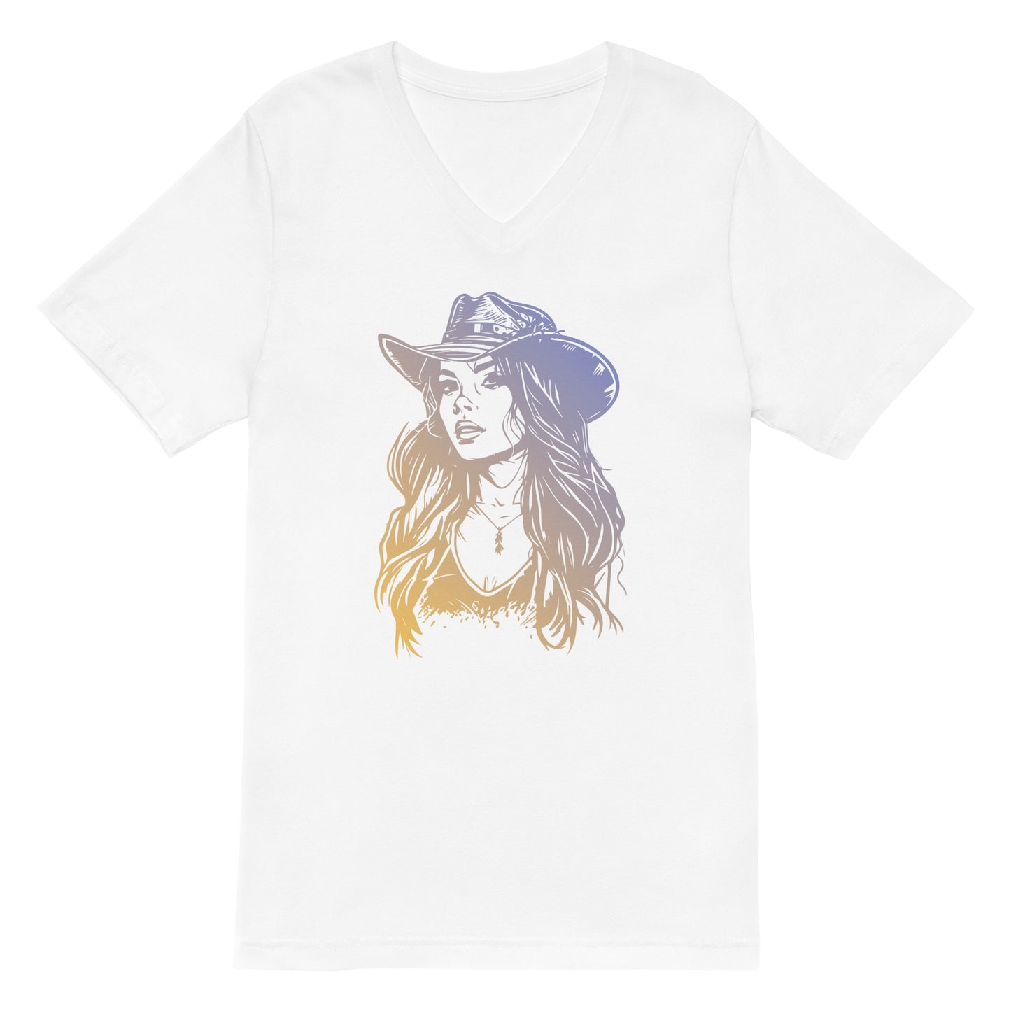 Cowgirl - Dames V-neck T-shirt kleur (Print voor)